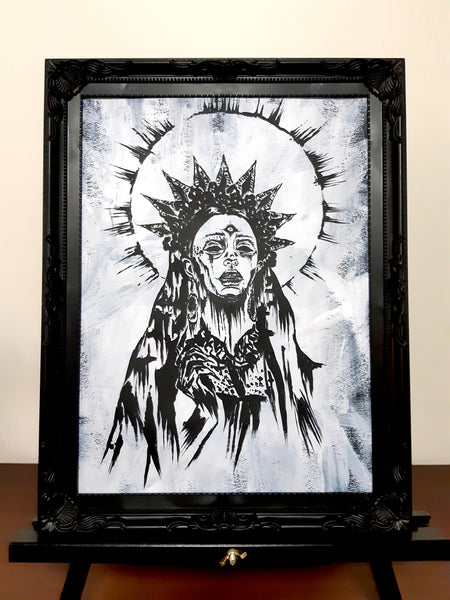 She sees all. Gothic home decor - Poster wall art. White version