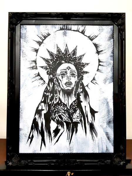 She sees all. Gothic home decor - Poster wall art. White version