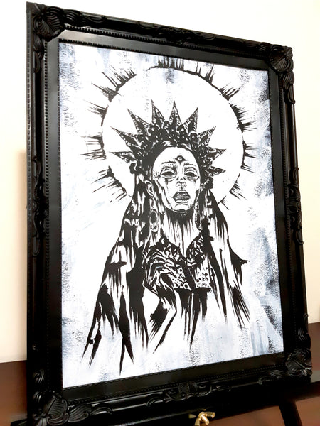 She sees all. Gothic home decor - Poster wall art. White version