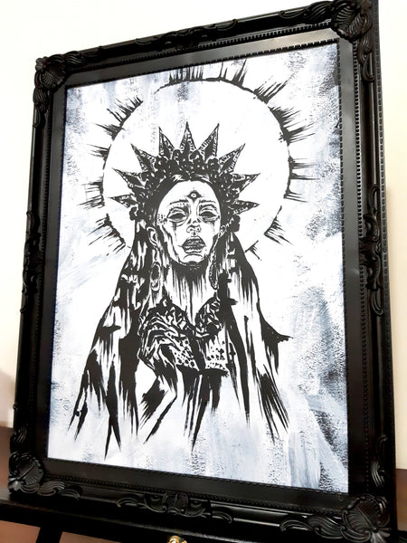 She sees all. Gothic home decor - Poster wall art. White version