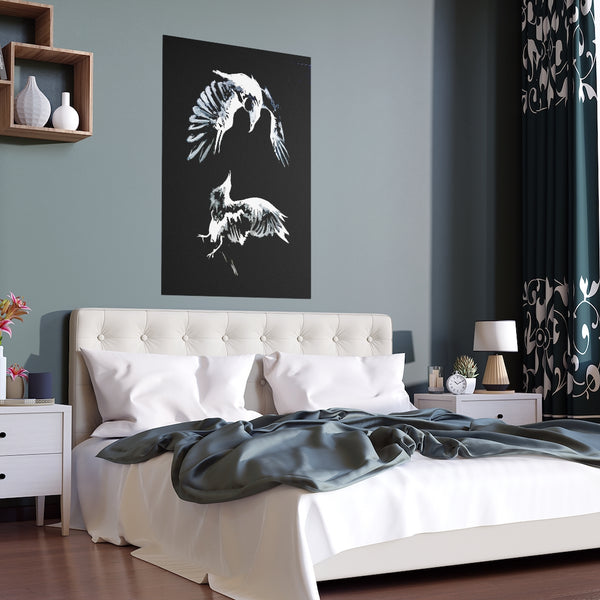 Ravens Play - Fine Art Posters. Wall art. Painting. Artwork. Black version.
