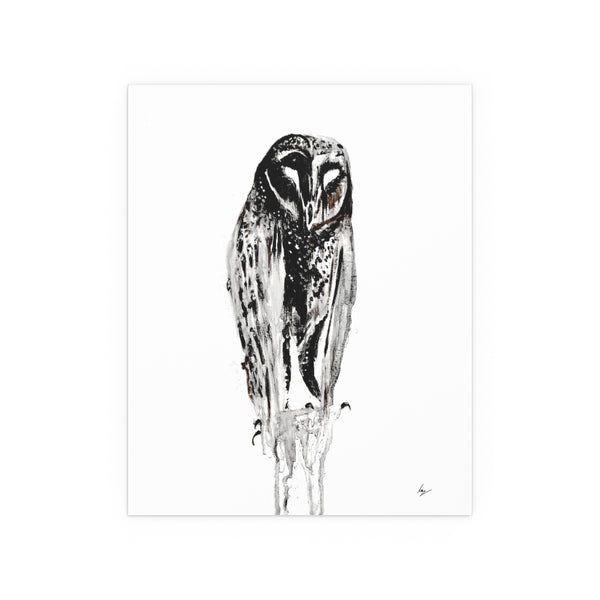 Silent Owl - Fine Art Posters. Wall art. Painting. Artwork - Black version
