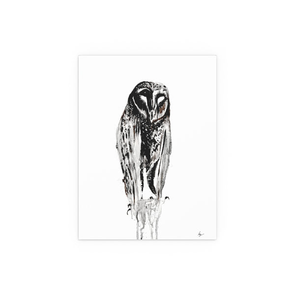 Silent Owl - Fine Art Posters. Wall art. Painting. Artwork - Black version