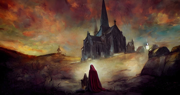 Red Robe Sinner - High Quality Art print. Original oil painting, Hand painted Landscape Art