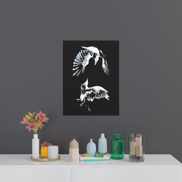 Ravens Play - Fine Art Posters. Wall art. Painting. Artwork. Black version.