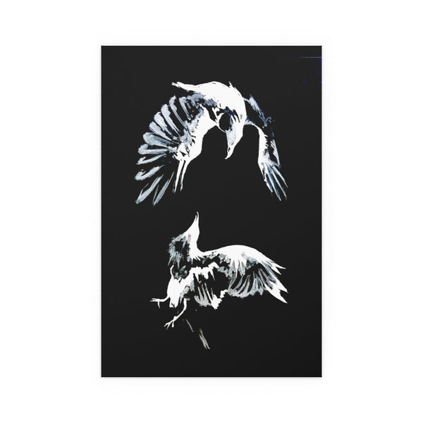 Ravens Play - Fine Art Posters. Wall art. Painting. Artwork. Black version.