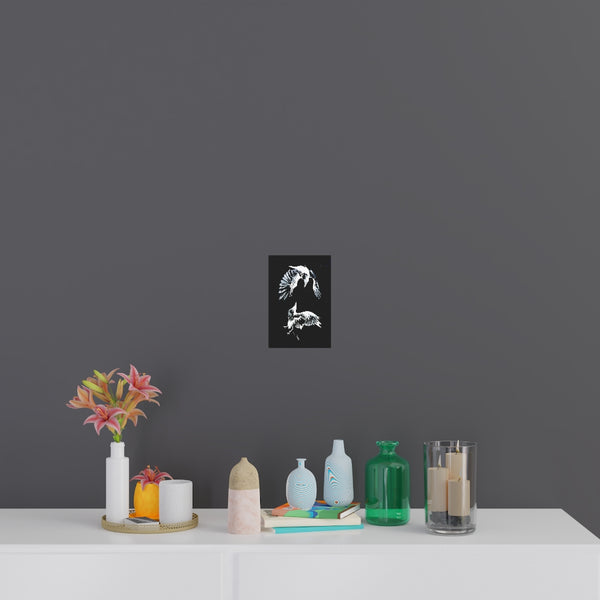Ravens Play - Fine Art Posters. Wall art. Painting. Artwork. Black version.