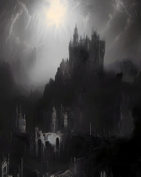 Oil Painting. Frankenstein's Castle. Painting. Art print. original artwork. Gothic Home décor. Digital art.