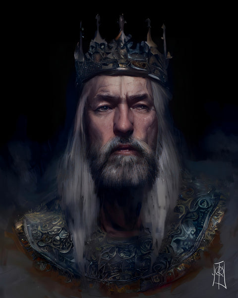Oil Painting. The Wise King. Painting. Art print. original artwork. Gothic Home décor. Digital art.