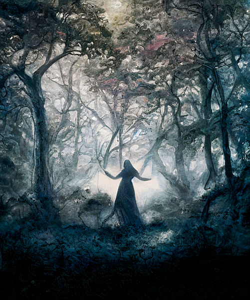 The dancing witch. Art print.