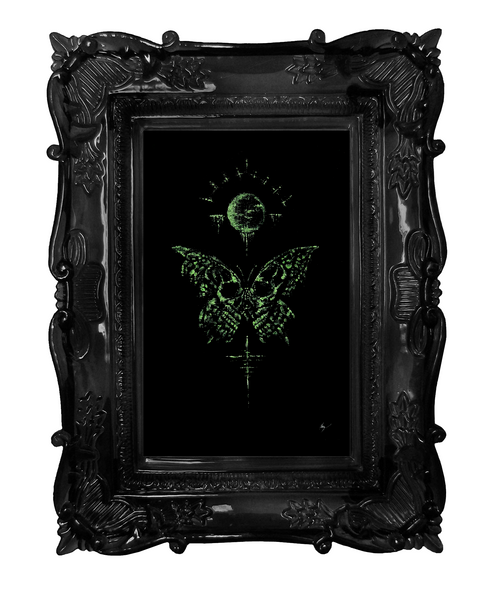 The deathly butterfly by moonlight. Gothic home decor - Wall art