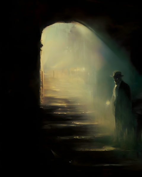 Oil Painting. The watcher in the night. Landscape Art. Art print. original artwork. Gothic Home décor. Digital art.