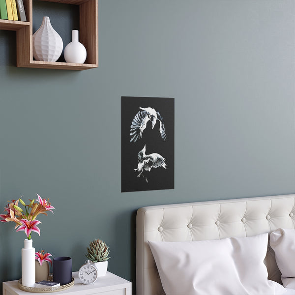 Ravens Play - Fine Art Posters. Wall art. Painting. Artwork. Black version.