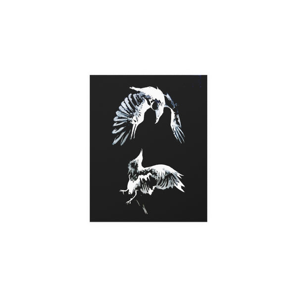 Ravens Play - Fine Art Posters. Wall art. Painting. Artwork. Black version.