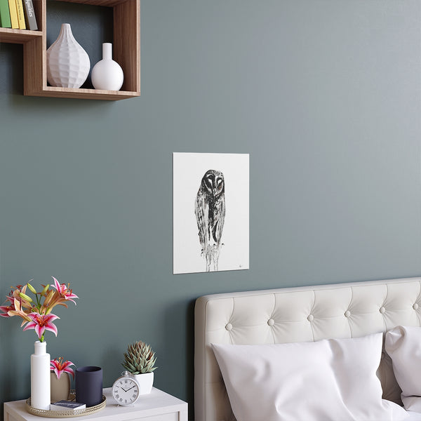 Silent Owl - Fine Art Posters. Wall art. Painting. Artwork - Black version