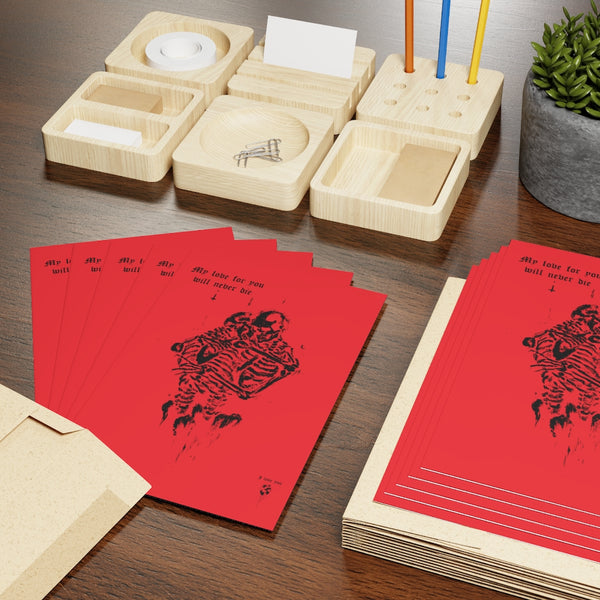 My love for you will never die. Greeting Cards (1 or 10-pcs). Red version