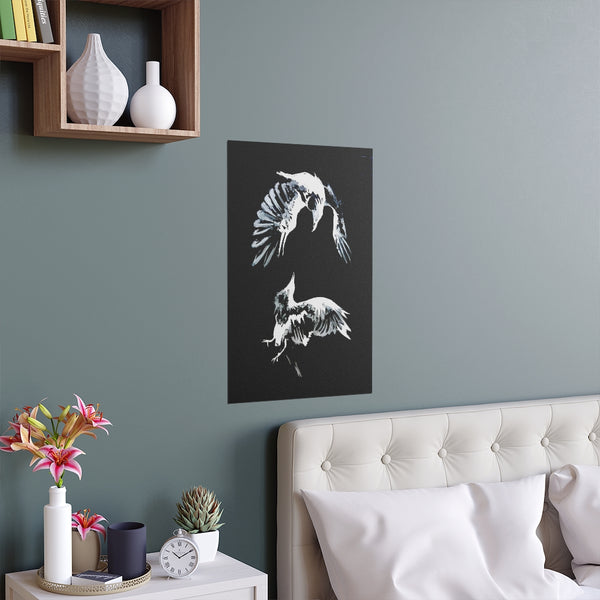Ravens Play - Fine Art Posters. Wall art. Painting. Artwork. Black version.