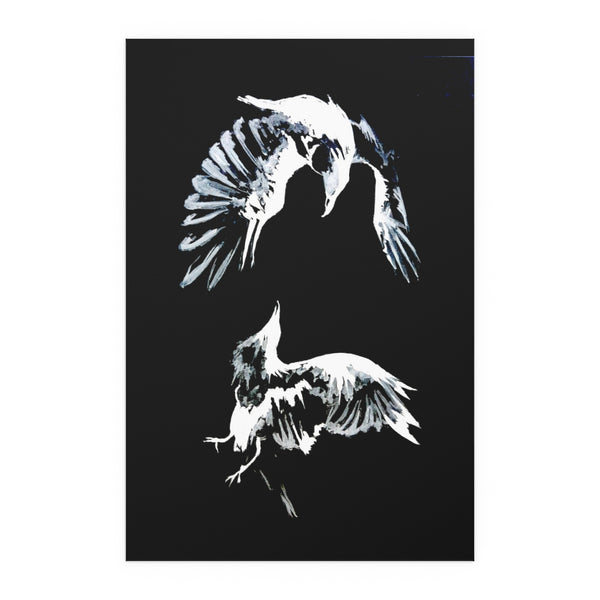 Ravens Play - Fine Art Posters. Wall art. Painting. Artwork. Black version.