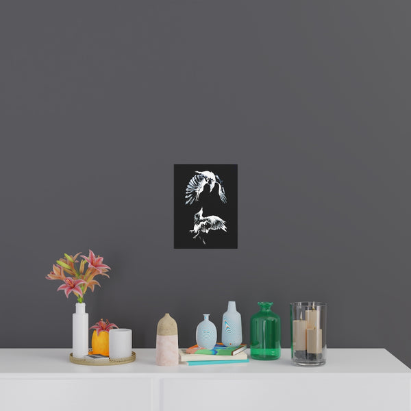 Ravens Play - Fine Art Posters. Wall art. Painting. Artwork. Black version.