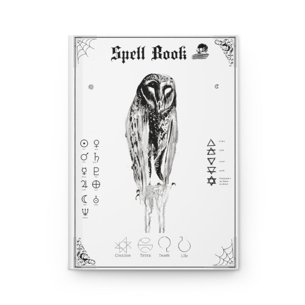 Book of Spells - Hardcover Journal Matte. The dark gypsy. White version. Silent Owl