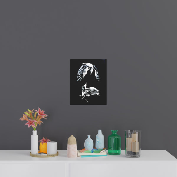 Ravens Play - Fine Art Posters. Wall art. Painting. Artwork. Black version.