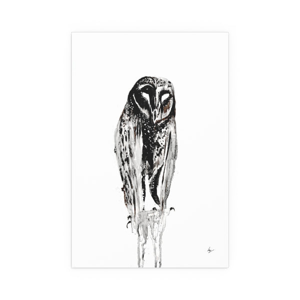 Silent Owl - Fine Art Posters. Wall art. Painting. Artwork - Black version