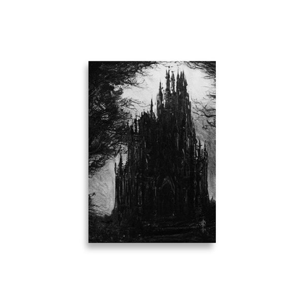 Dracula's castle - Oil painting. Art print and poster.
