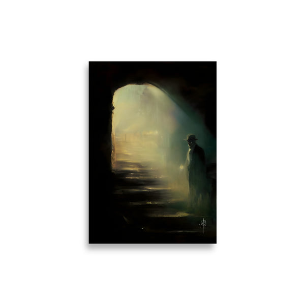 Oil Painting. The watcher in the night. Landscape Art. Art print. original artwork. Gothic Home décor. Digital art.