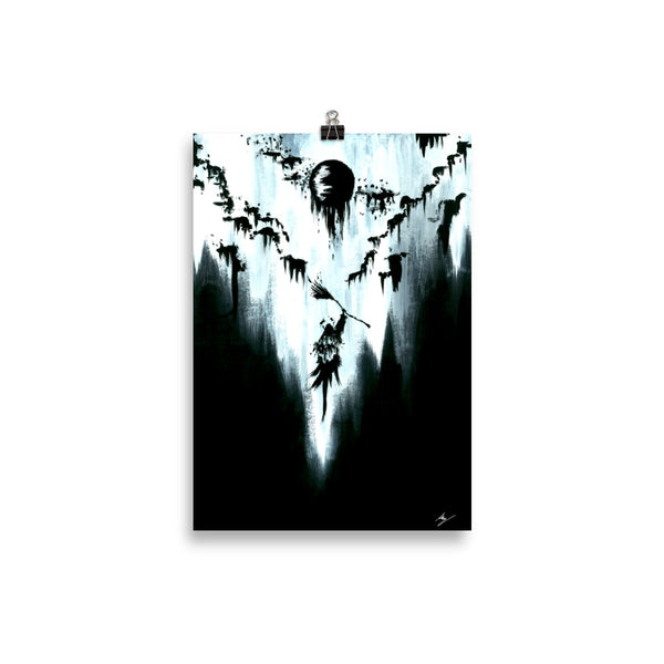 The mountain witch. She will conquer all. Gothic, forest, mountain, witch, witchcraft and dark art. Gothic Home decor - Wall art