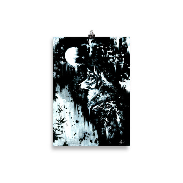 The Wolf and the Raven. Forever their bond will last. Gothic, Wolf, forest, Raven, witchcraft and dark art poster. Gothic Home decor. - Wall art