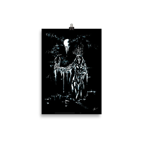 Morrigan the raven goddess. Gothic, Ravin, forest, witch, witchcraft and dark art. Gothic Home decor - Wall art