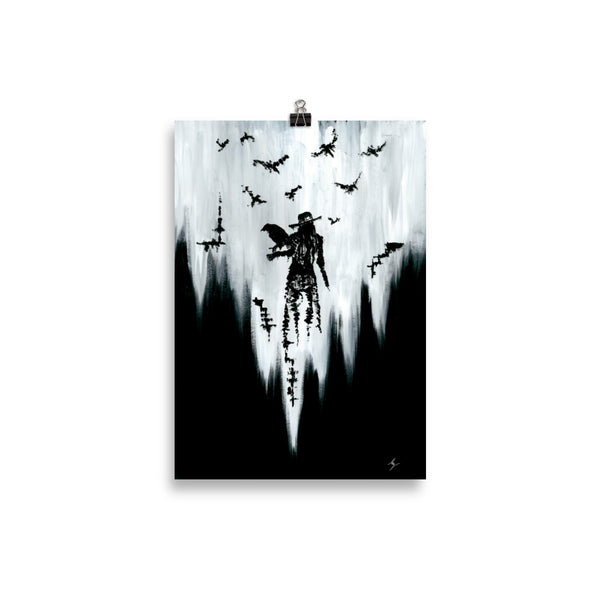 The raven witch Diana. Gothic, witch and raven Home decor- Wall art.