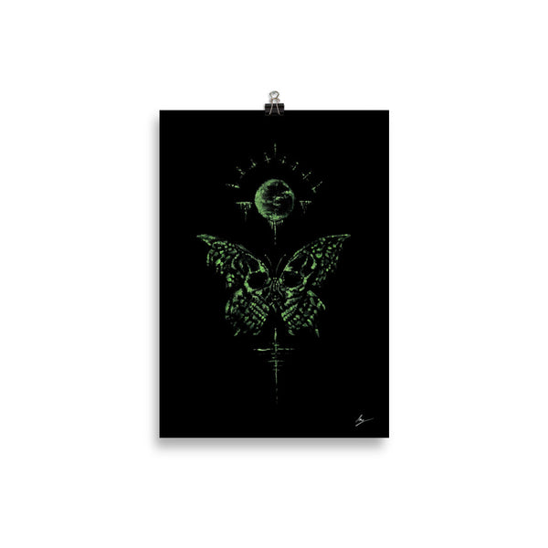The deathly butterfly by moonlight. Gothic home decor - Wall art