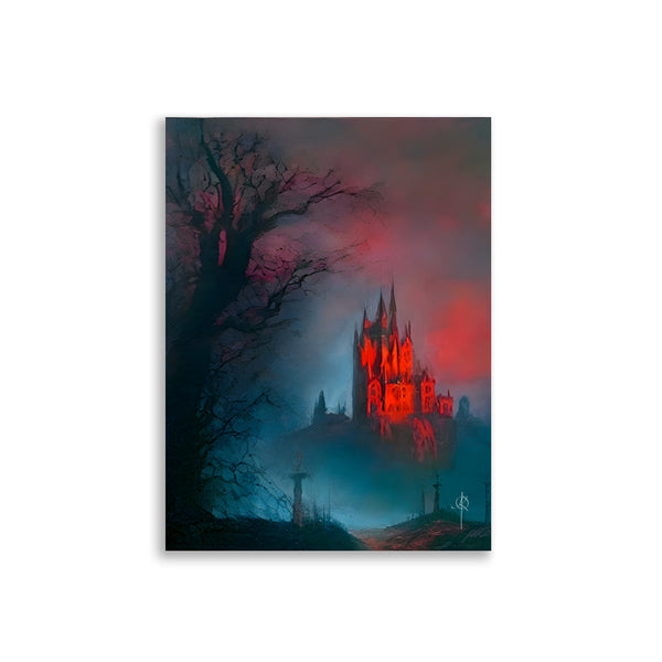 Graveyard castle. Oil painting. Art print. original artwork.