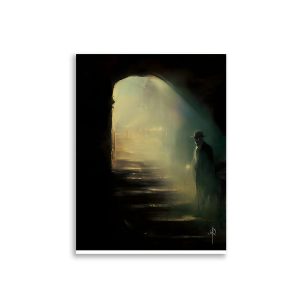 Oil Painting. The watcher in the night. Landscape Art. Art print. original artwork. Gothic Home décor. Digital art.