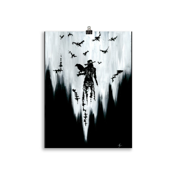 The raven witch Diana. Gothic, witch and raven Home decor- Wall art.