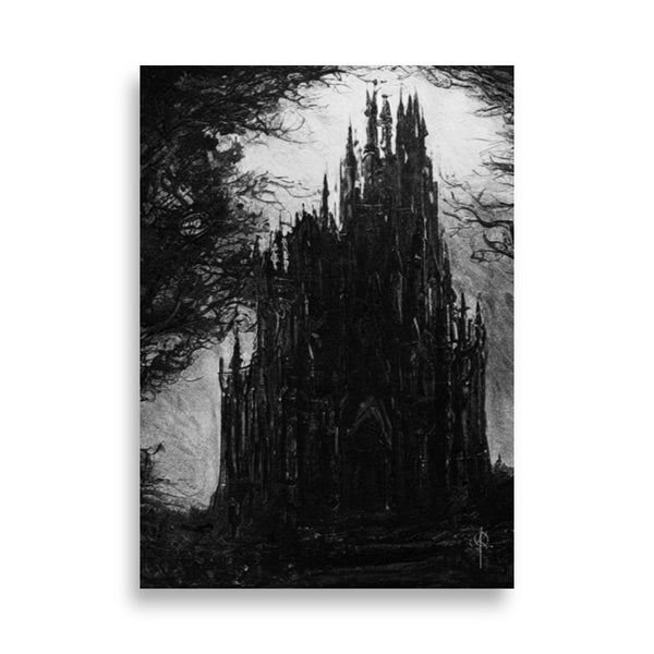 Dracula's castle - Oil painting. Art print and poster.