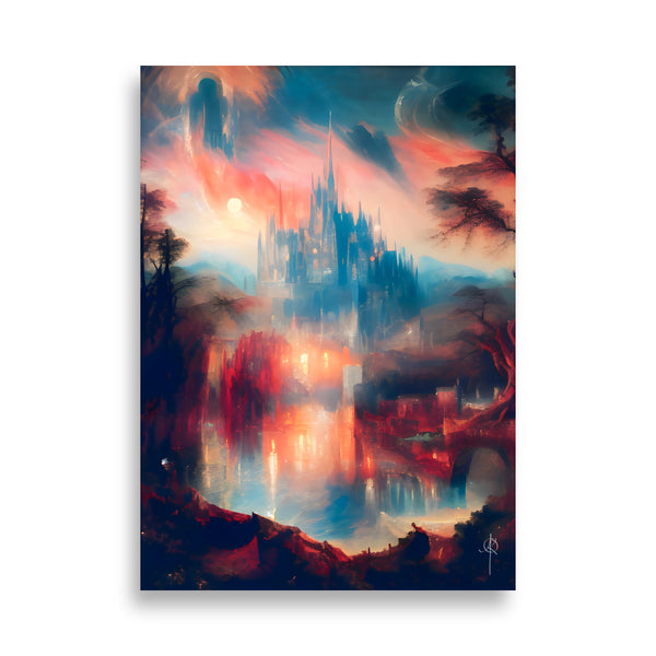 Castle sky. Landscape Art. Art print. Poster