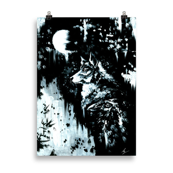 The Wolf and the Raven. Forever their bond will last. Gothic, Wolf, forest, Raven, witchcraft and dark art poster. Gothic Home decor. - Wall art