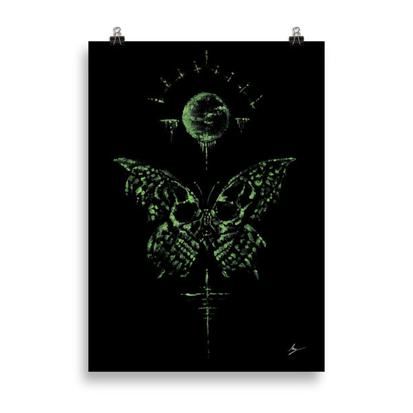 The deathly butterfly by moonlight. Gothic home decor - Wall art