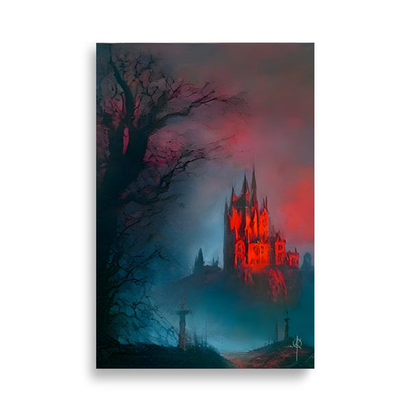 Graveyard castle. Oil painting. Art print. original artwork.