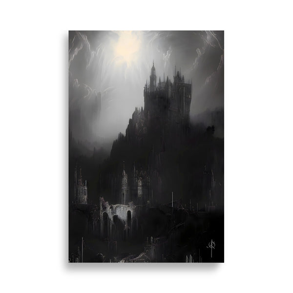Oil Painting. Frankenstein's Castle. Painting. Art print. original artwork. Gothic Home décor. Digital art.