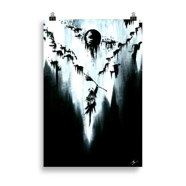 The mountain witch. She will conquer all. Gothic, forest, mountain, witch, witchcraft and dark art. Gothic Home decor - Wall art
