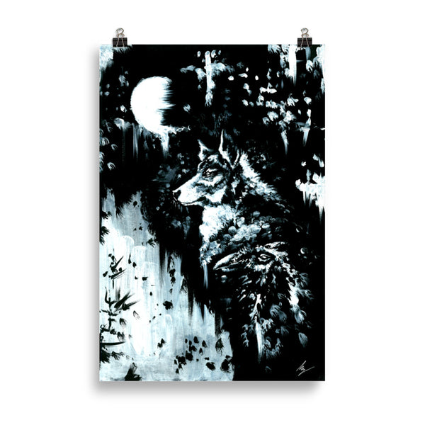 The Wolf and the Raven. Forever their bond will last. Gothic, Wolf, forest, Raven, witchcraft and dark art poster. Gothic Home decor. - Wall art