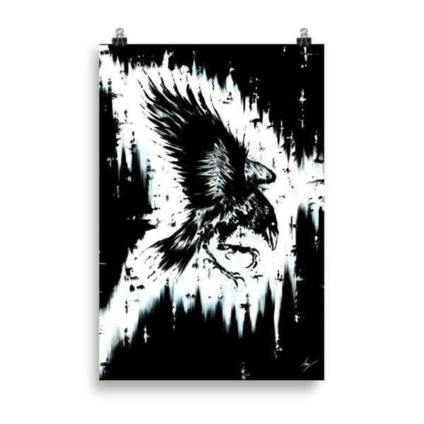 Muninn the Rave She watches over you. Odin, Gothic, Ravin, forest, witch, witchcraft and dark art. Gothic Home decor - Wall art