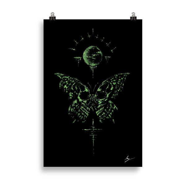 The deathly butterfly by moonlight. Gothic home decor - Wall art