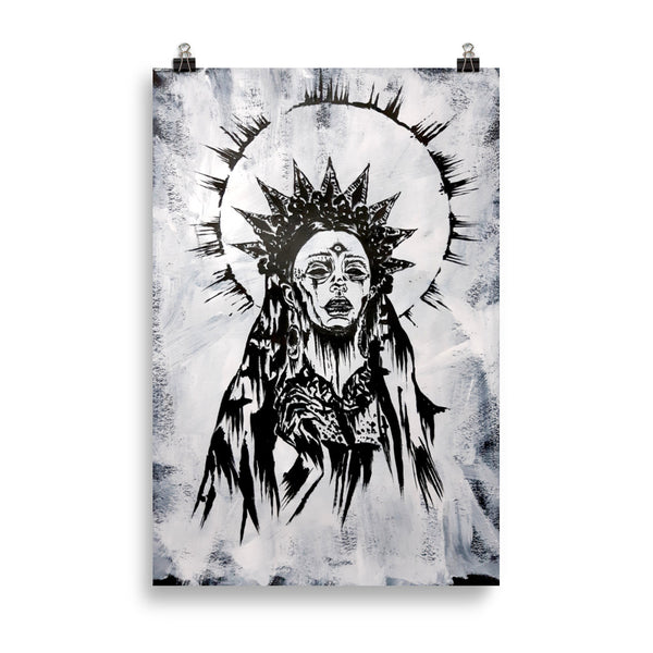 She sees all. Gothic home decor - Poster wall art. White version