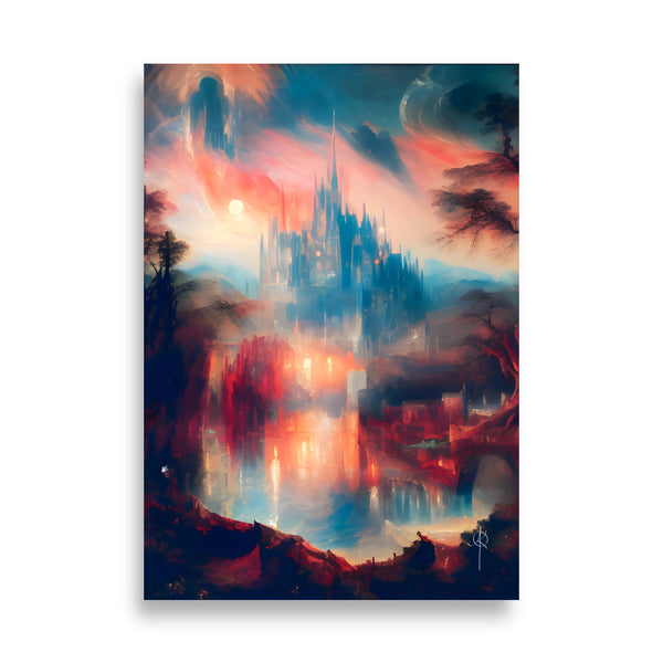 Castle sky. Landscape Art. Art print. Poster