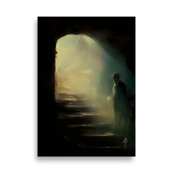 Oil Painting. The watcher in the night. Landscape Art. Art print. original artwork. Gothic Home décor. Digital art.