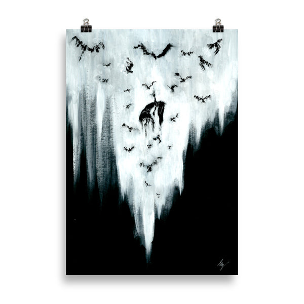 The Ravens call her. Gothic, Ravin, forest, witch, witchcraft and dark art. Gothic Home decor - Wall art